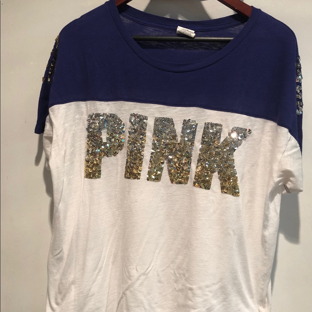 Two Tone Sequin Pink Tee